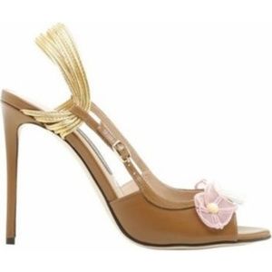 Zac Posen Clarissa Organza Flower Leather Heels